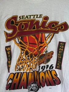 Vtg Seattle Sonics 1996 NBA Western Conference Champion Large White Shirt SKU:B - Picture 1 of 6