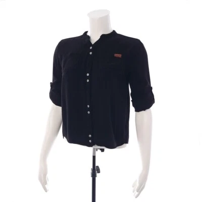 Camisa 7 For All Mankind negra lisa manga larga rayón a presión niñas talla grande Foto 1 de 4