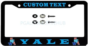 License Plate Frame Black Stainless Steel Vinyl Lettering FOR YALE CUSTOM - Picture 1 of 3