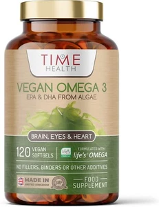 Aceite de algas Time Health Vegano Omega 3 EPA DHA 120 cápsulas sin carragenina Reino Unido - Imagen 1 de 5