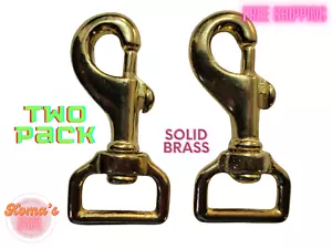 3" Solid Brass Swivel Snap Clip with 1" Strap Square Eye SWL 66 (2 Count) - Picture 1 of 8