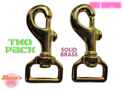 3" Solid Brass Swivel Snap Clip with 1" Strap Square Eye SWL 66 (2 Count) - Image 1 of 4