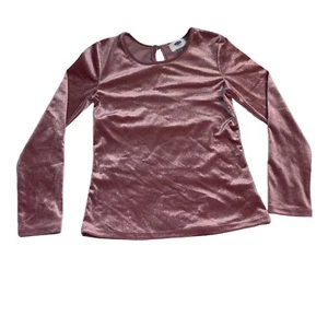 Old Navy Girls Dressy Shirt Velvet Velour Pink Long Sleeve Medium 8 - Picture 1 of 5