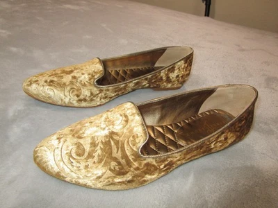 Ivanka Trump Shoes Womens Size 10 Gold Velvet Loafers Smoking Slipper KENNI2 - Image 1 of 4