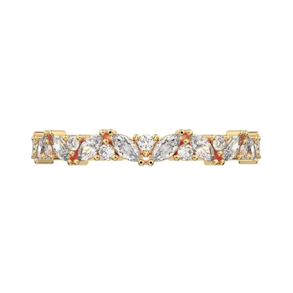 0.36 Ctw Marquise Cut Simulated Diamond Stackable 14K Gold Everyday Wedding Band - Image 1 of 1