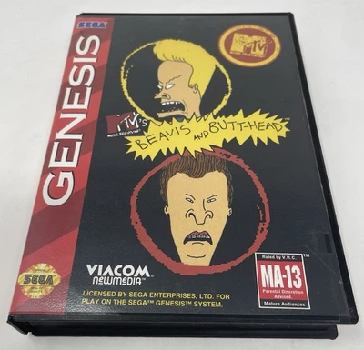 MTV's Beavis and Butt-Head (Sega Genesis, 1993) Complete CIB Tested - Image 1 of 4