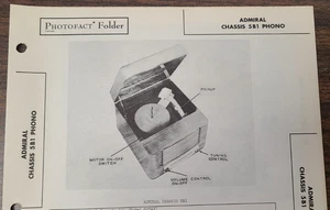 ADMIRAL MODEL 6RT43 (CHASSIS 5B1) PHONOGRAPH RADIO PHOTOFACT - Picture 1 of 1
