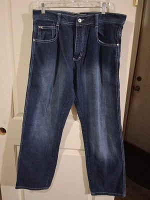 Calça jeans masculina Southpole azul escuro 36x34 ajuste relaxado - Imagem 1 de 4