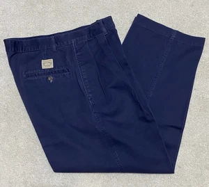 Polo Ralph Lauren Polo Chino Pants Mens 33x34 Navy Blue Pleated Made USA Classic - Picture 1 of 13
