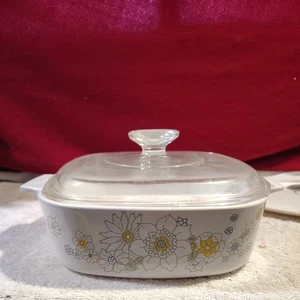 Coralware Floral Bouquet 2 Quart W/ Pyrex A-9-C Lid Casserole - Picture 1 of 9