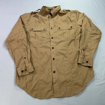 NWOT J Peterman Shirt Mens Large Khaki Button Up Utility Minimalist Cotton Adult - Image 1 of 4