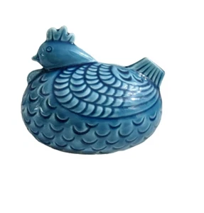 Enesco Fat Blue Bird Pottery Savings Coin Bank Cork Stopper Circa 1960s Vtg MCM - Picture 1 of 10