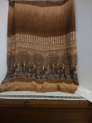 Sheer Fabric 4.5 x70" yards Brown, tan, cream, with pattern. - Image 1 of 2