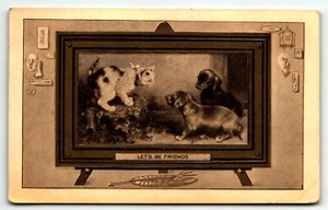 Postal Cachorros y Gatitos "Seamos Amigos" PM 1910 - Imagen 1 de 2