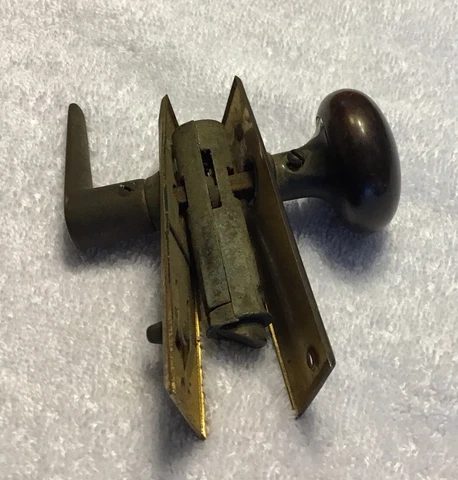 Vintage Brass Interior Door Lock & Handles Assembly Cover