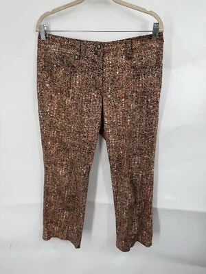 Pantalones W By Worth Mujer 6 Naranja Artístico Abstracto Retro Pierna Recta Tiro Medio Y2K Foto 1 de 4