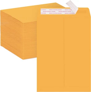 Manila Envelopes Self Seal 9 X12 100Pack, 9 X12 Mailing Envelopes in Yelllow - Picture 1 of 7