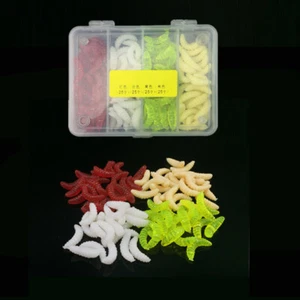 100pcs Fishing Soft Lure Bait Maggot Grub Protein Worm Artificial With Box US - Picture 1 of 10
