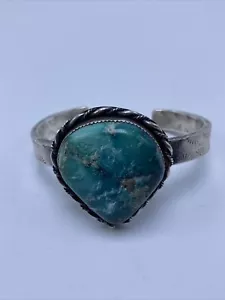FEDERICO Jimenez Sterling Silver Turquoise Cuff Bracelet Famous Native Jewler - Picture 1 of 7
