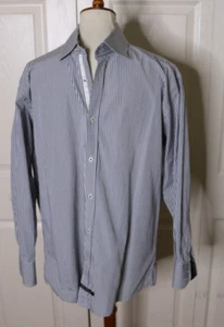 English Laundry Christopher Wicks Cotton Shirt Men 16.5 32/33 Black Flip Cuffs - Bild 1 von 7