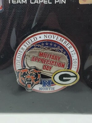 Green Bay Packers Chicago Bears GAME DAY PIN 11/12/17 MILITARY APPRECIATION  - Image 1 of 3