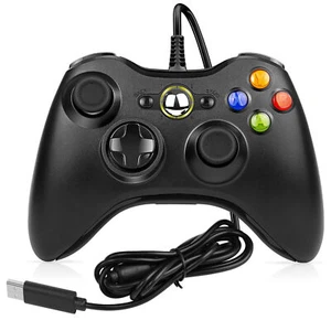 Wired Controller Für Microsoft Xbox 360 PC Windows 11 10 8 7 USB Gamepad Schwarz - Bild 1 von 12