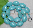 Natural 18X25mm Blue Turquoise Oval Gems Beads Necklaces 18" AA
