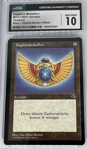 Cgc 10 Gem Mint - Pop 1 - Mtg Sapphire Medallion Charlie Brown Misprint (German) - Picture 1 of 4
