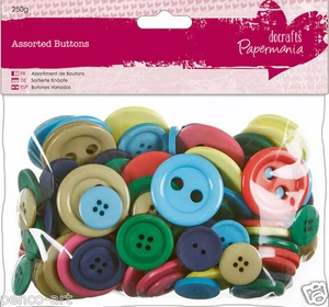 Papermania mixed BRIGHTS collection 250 gram bag assorted buttons bright colours - Picture 1 of 1