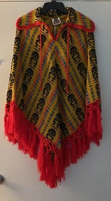 Vintage Roxa Ltda Textiles Handmade Alpaca Wool Poncho Cape With Fringe Gorgeous - Image 1 of 4