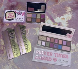 TOO FACED Eyeshadow Palette (Jam & Pinker) & Mascara Lot 4 Pieces All NEW IN BOX - Picture 1 of 5