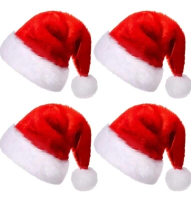 4 Packs Christmas Hat, Santa Hat, Xmas Holiday Hat for Adults, Unisex Velvet ... - Image 1 of 2