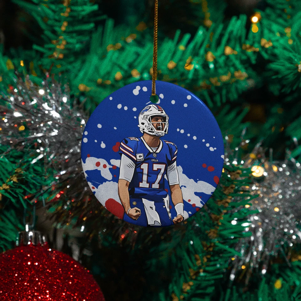 Adorno de árbol de Navidad Josh Allen - Adorno de Navidad para fanáticos del fútbol americano Buffalo Foto 1 de 1