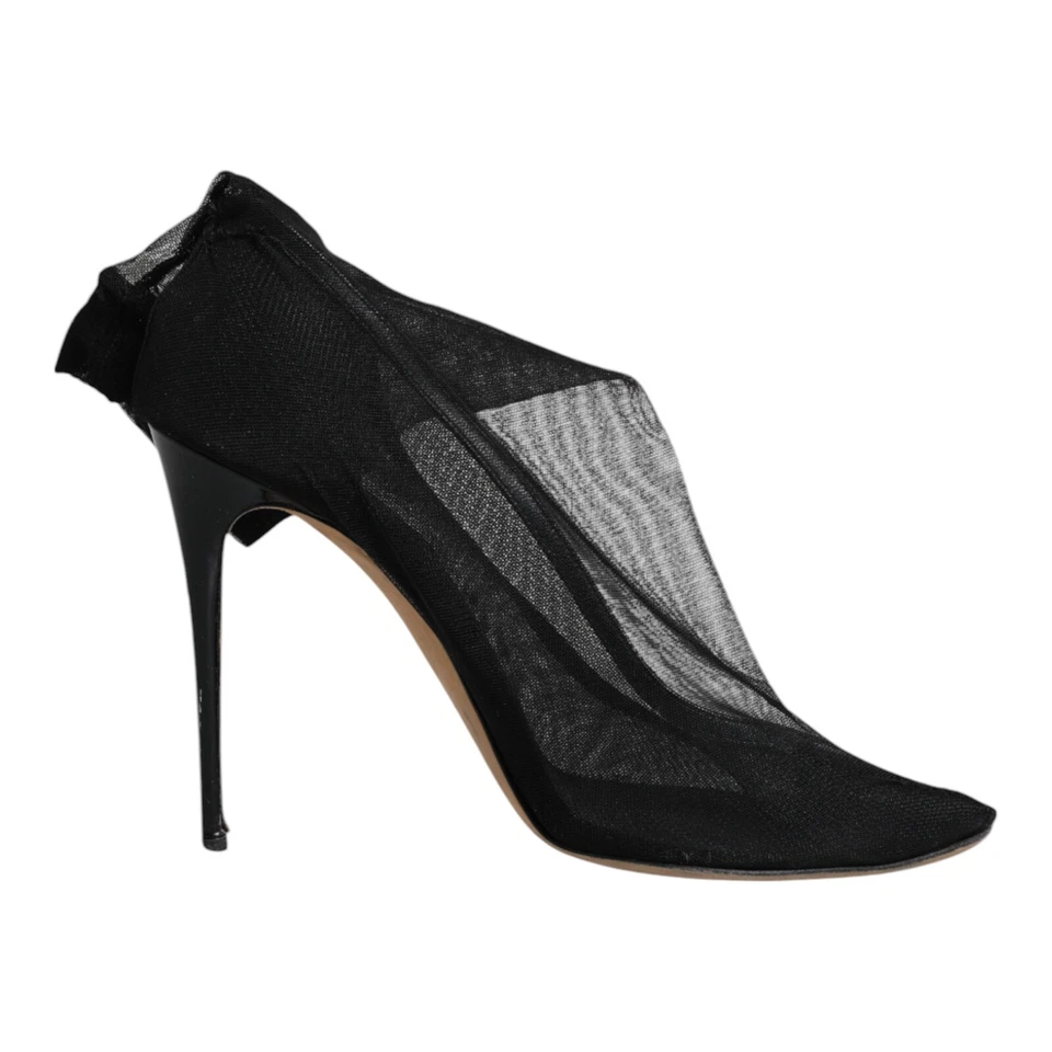 Dolce & Gabbana Zapatos Negro Nailon Malla Elástica Calcetín Botas EU39/US8.5 - Imagen 1 de 4