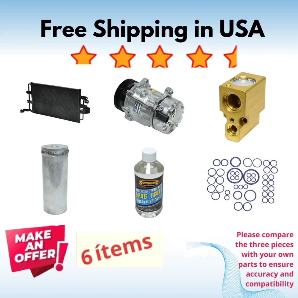 Compressor, Condenser & Valve A/C Fit Volkswagen Beetle 1998-2006 - Image 1 of 1