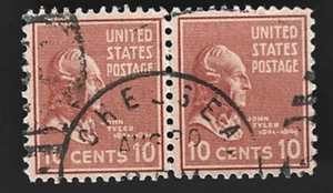 Scott# 815 10c John Tyler H. Pair with CHELSEA Numeral & CDS Cancel - (B-7) - Picture 1 of 2