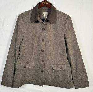 Blazer Chaqueta Abrigo Clásico LL Bean Para Mujer Talla 14 Marrón Mezcla Lana’s - Imagen 1 de 6