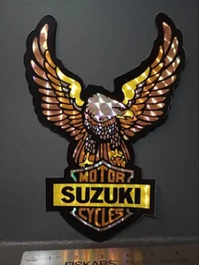 Vintage Suzuki Motorcycles Prism Sticker Decal Eagle Shield Prismatic Old Stock - Picture 1 of 8
