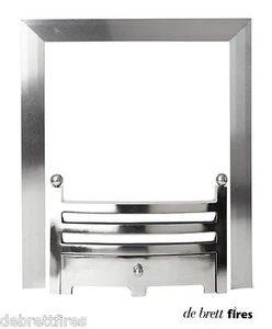 16" 40 cm Brushed Steel Magnetic Trim Frame + Chrome Bauhaus Front Gas Fire - Picture 1 of 1
