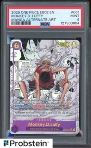 Arte alternativo manga One Piece EN EB02 2025 #061 Monkey D. Luffy PSA 9 como nuevo - Imagen 1 de 2