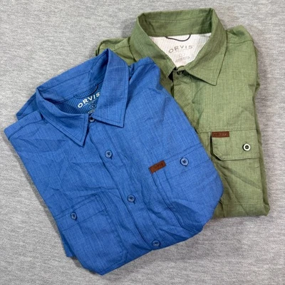 Orvis Shirt Mens Large Blue Green Outdoor Button Up Quick Dry Fishing UV Lot 2 - Image 1 of 4