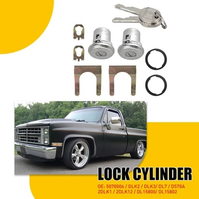 Juego de 2 cerraduras de cilindro de puerta para camioneta Chevrolet / C10 C20 C30 GMC 1500 1965-1987 Foto 1 de 4