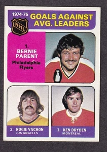 1975-76 Topps NHL Hockey card #213 74-75 Goals Against Avg Leaders Bernie Parent - Picture 1 of 2