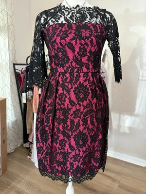 Milly Of New York Women’s Size 0 Black Lace Pink Dress Cocktail Party Sexy Date - Image 1 of 4