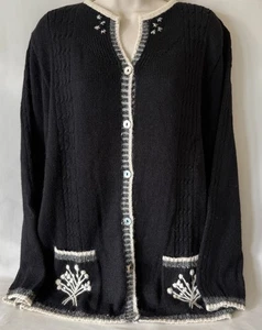 Damen-Strickjacke Deirdre McGuire Irland schwarz-weiß Alpaka Wolle Größe M - Bild 1 von 5