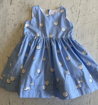 Vestido bolha Monnalisa meninas branco azul polkadot tamanho 3 designer italiano - Imagem 1 de 4
