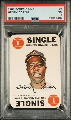 1968 Topps Game #4 HENRY AARON Atlanta Braves HOF PSA 7 Near Mint NM - Image 1 of 2