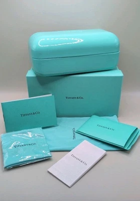 Tiffany & Co Leather Clamshell Glasses Case NOS Paperwork Dust Bag Cleaner Box  - Image 1 of 4