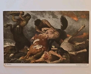 Gruesome Antique Halloween Postcard From A. Böcklin's War Of The Centaur - Picture 1 of 6