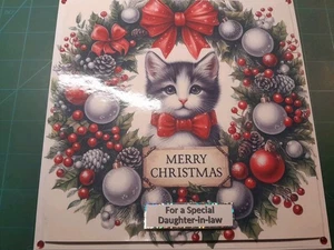 Nueva tarjeta de Navidad hecha a mano con temática de gatito lindo tamaño 8" X 8"  - Imagen 1 de 5